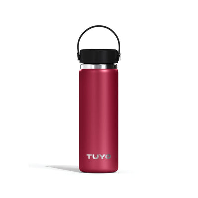 Garrafa Térmica Tuyo 600 ml Bordô, vista frontal com tampa fechada