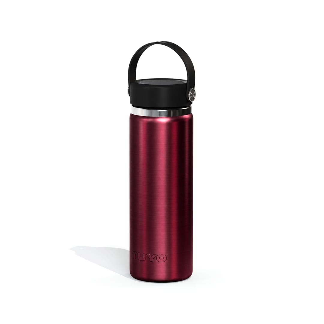 Garrafa Térmica Tuyo 600 ml Bordô Metálico, vista frontal com tampa fechada, foto 78 de 87