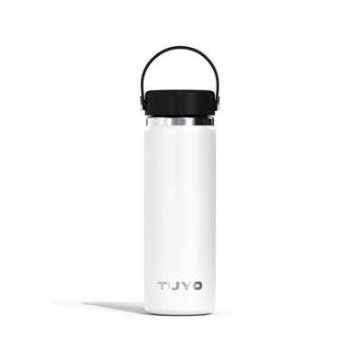 Garrafa Térmica Tuyo 600 ml Branca, vista frontal com tampa fechada