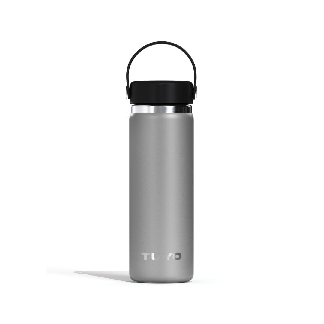 Garrafa Térmica Tuyo 600 ml Grafite, vista frontal com tampa fechada