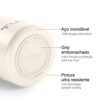 Garrafa Térmica Tuyo 600 ml Off White, infográfico com as características, foto 25 de 87