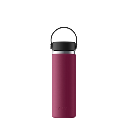 Garrafa Térmica Tuyo - 600ml em inox vermelho com design moderno, ideal para manter bebidas quentes por 12h e frias por 24h.