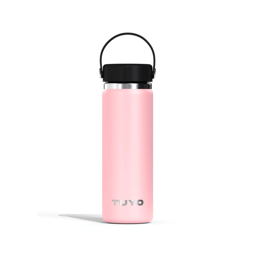 Garrafa Térmica Tuyo 600 ml Rosa bebê, vista frontal com tampa fechada