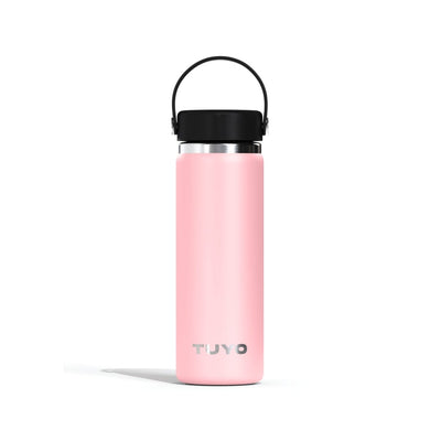Garrafa Térmica Tuyo 600 ml Rosa bebê, vista frontal com tampa fechada