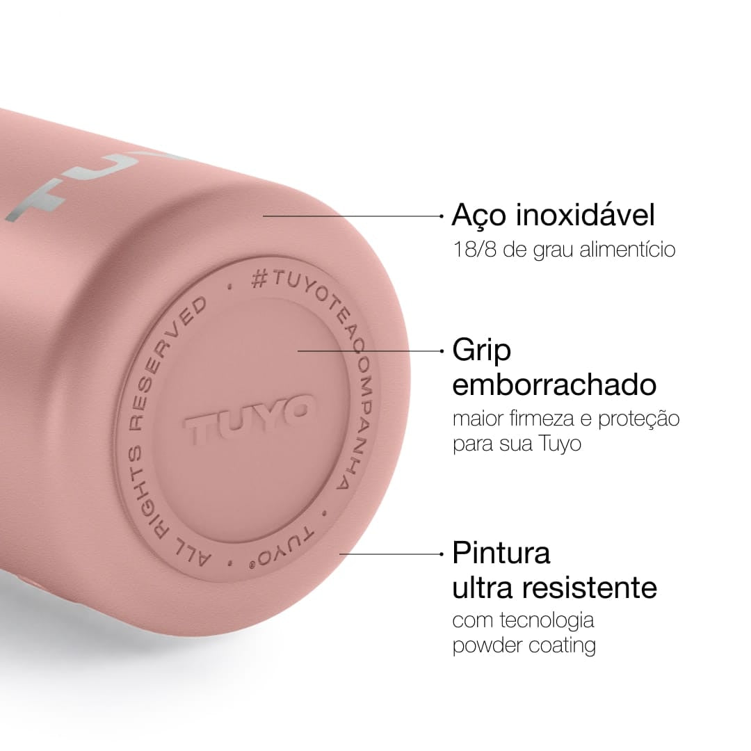 Garrafa Térmica Tuyo 600 ml Rosa Taupe, infográfico com as características, foto 10 de 87