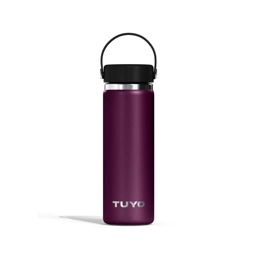 Garrafa Térmica Tuyo 600 ml Roxa, vista frontal com tampa fechada