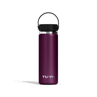 Garrafa Térmica Tuyo 600 ml Roxa, vista frontal com tampa fechada