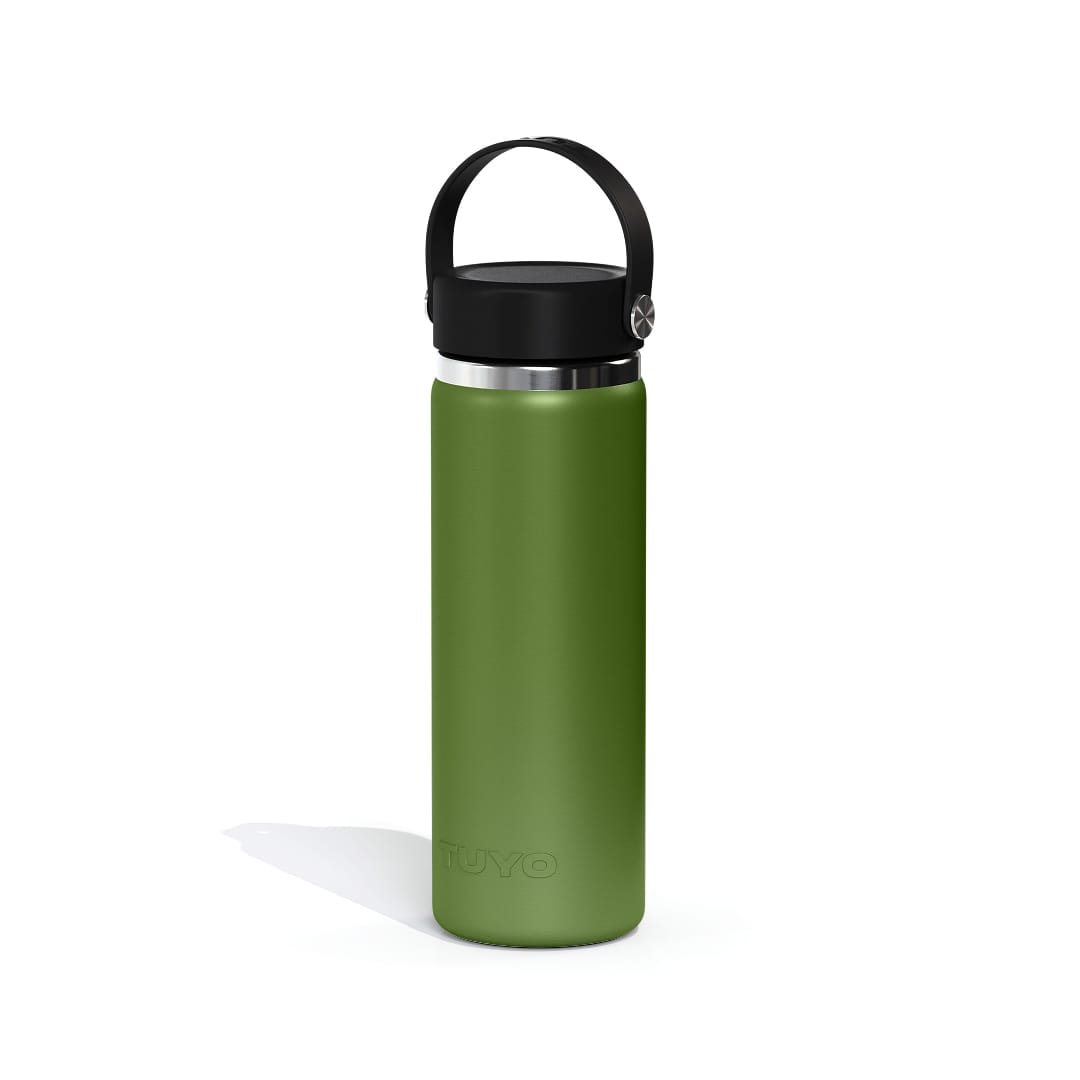 Garrafa Térmica Tuyo 600 ml Verde Militar, vista frontal com tampa fechada, foto 33 de 87
