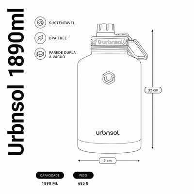 Garrafa térmica Urbnsol 1890ml na cor marinho