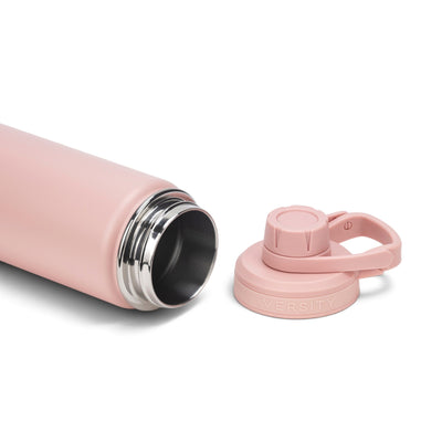 Garrafa Térmica Versity ColdKeeper 650 ml Rose, com a tampa aberta