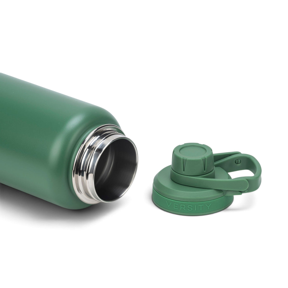 Garrafa Térmica Versity ColdKeeper 950 ml Verde, com a tampa aberta