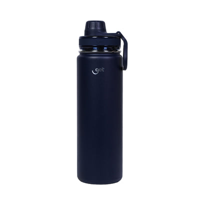 Garrafa Térmica GET Trity 750ml de aço inox para bebidas quentes e frias, perfeita para trabalho e academia com design moderno.