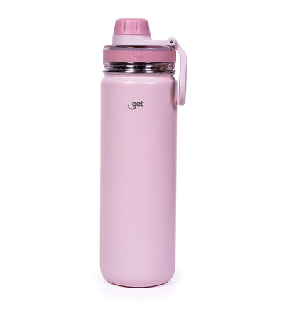 Garrafa Térmica GET Trity 750ml rosa com design moderno, ideal para manter bebidas quentes ou frias por mais tempo.
