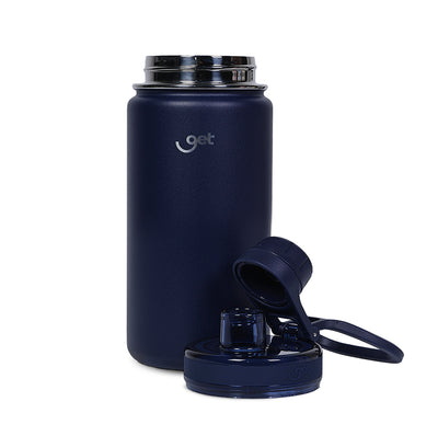 Garrafa Térmica GET Trity 350ml em inox com tampa e isolamento térmico, ideal para manter bebidas quentes ou frias por mais tempo.