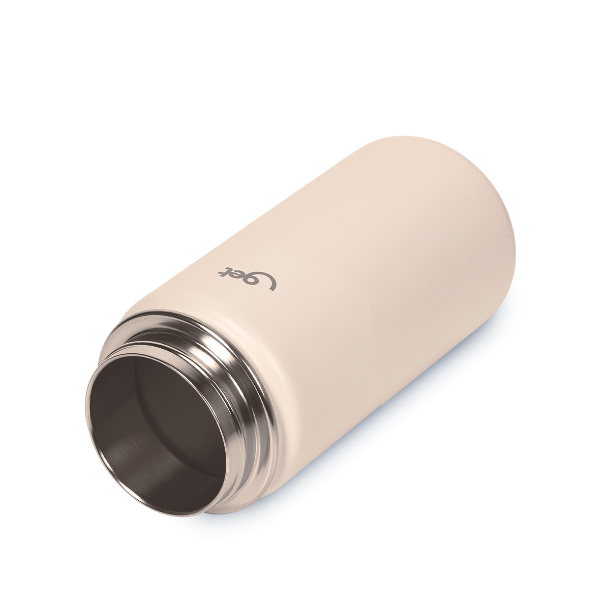 Garrafa Térmica GET Trity 350ml inox com parede dupla e isolamento térmico, ideal para manter bebidas na temperatura desejada.