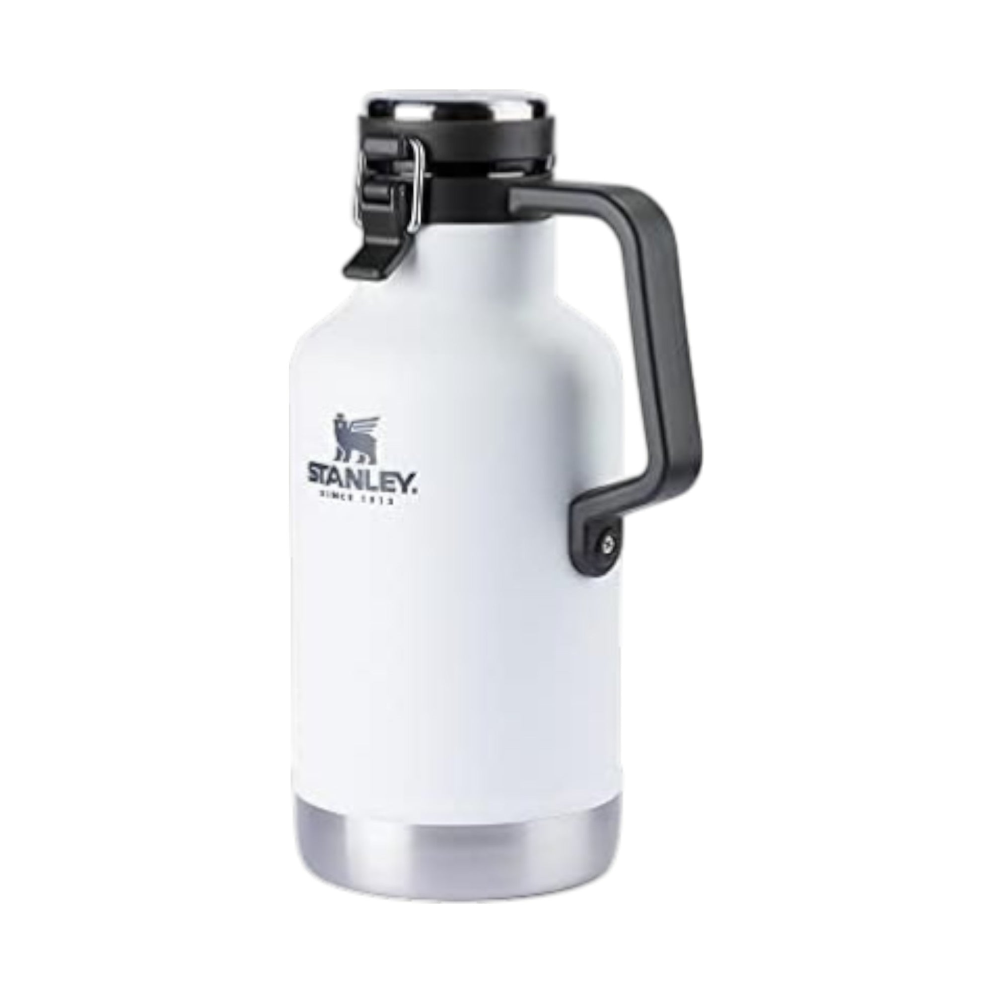 Growler Térmico Classic 1.9L Stanley in white with handle and stainless steel base