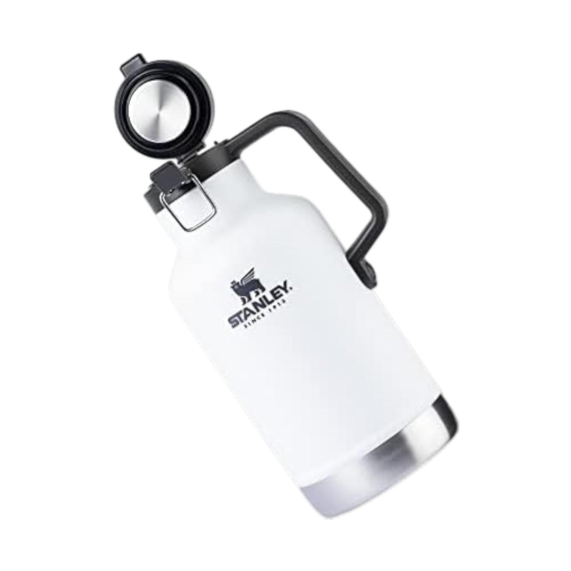 Growler Térmico Classic 1.9L Stanley em aço inox com tampa aberta, ideal para conservar bebidas por longos períodos.