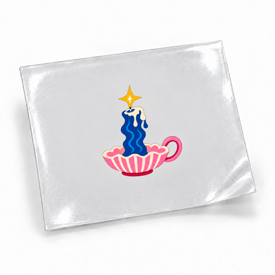 After Hours — Vela estrela — sticker UV DTF individual com verniz — apresentação