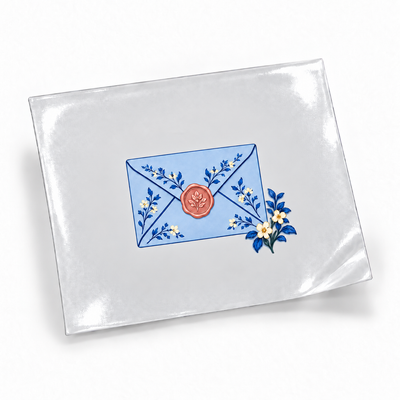 Porcelana Azul — Carta — sticker UV DTF individual com verniz — apresentação