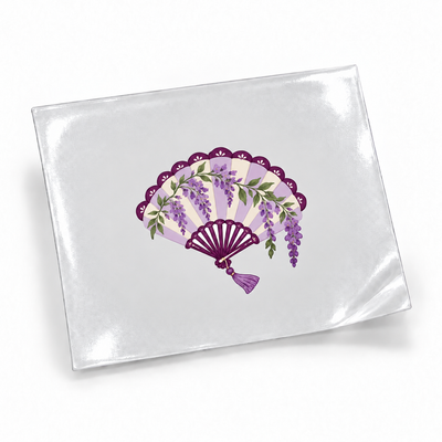 Lavanda Botânica — Leque — sticker UV DTF individual com verniz — apresentação