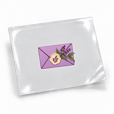 Lavanda Botânica — Carta — sticker UV DTF individual com verniz — apresentação