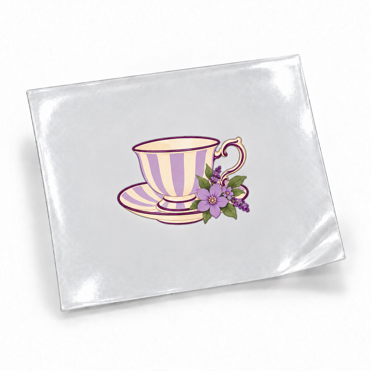 Lavanda Botânica — Xícara — sticker UV DTF individual com verniz — apresentação
