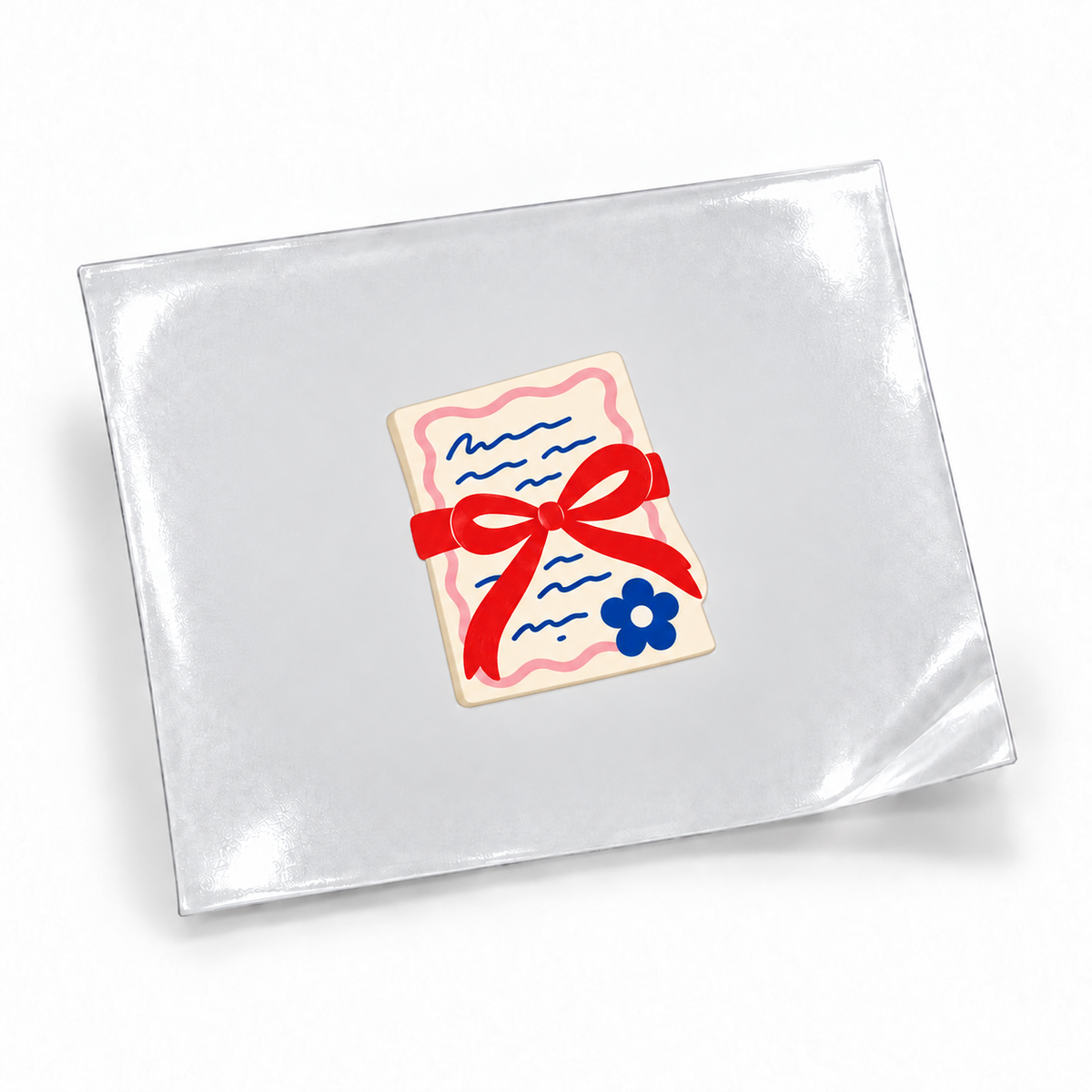 Clube das Cartas — Carta com laço — sticker UV DTF individual com verniz — apresentação
