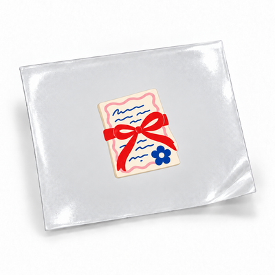 Clube das Cartas — Carta com laço — sticker UV DTF individual com verniz — apresentação