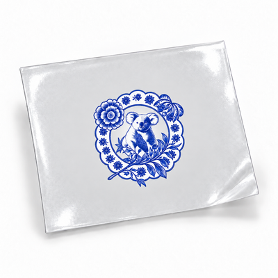 Porcelana de Coalas — Medalhão de coala — sticker UV DTF individual com verniz — apresentação