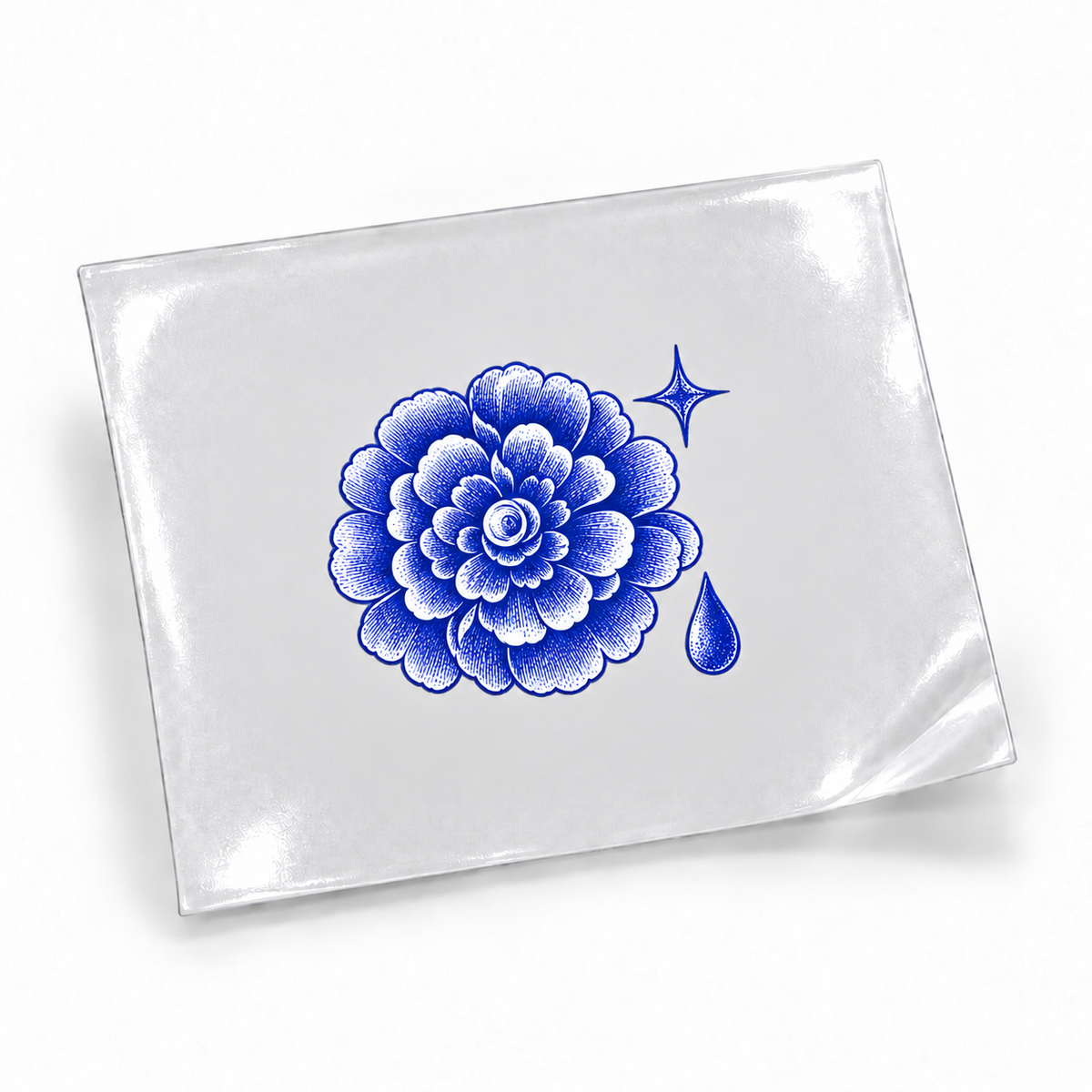 Porcelana de Coalas — Flor com brilho — sticker UV DTF individual com verniz — apresentação