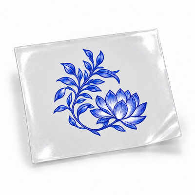 Porcelana de Coalas — Ramo de lótus — sticker UV DTF individual com verniz — apresentação