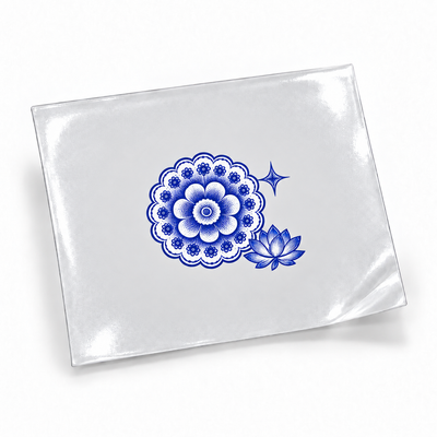 Porcelana de Coalas — Rosácea ornamental — sticker UV DTF individual com verniz — apresentação