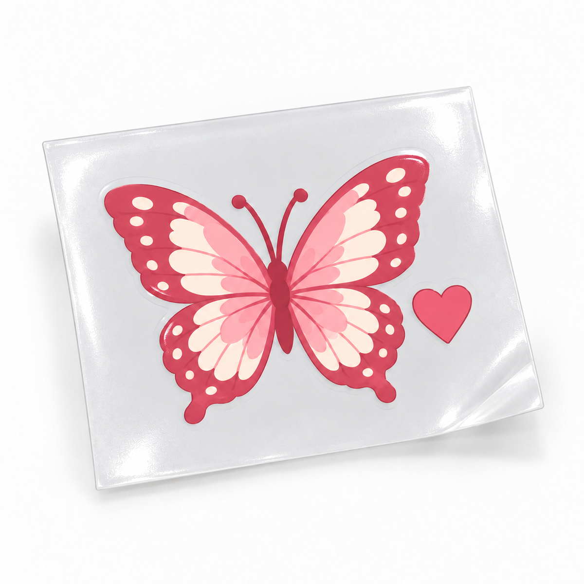 Rosé Butterfly 4 — sticker UV DTF individual com verniz — apresentação