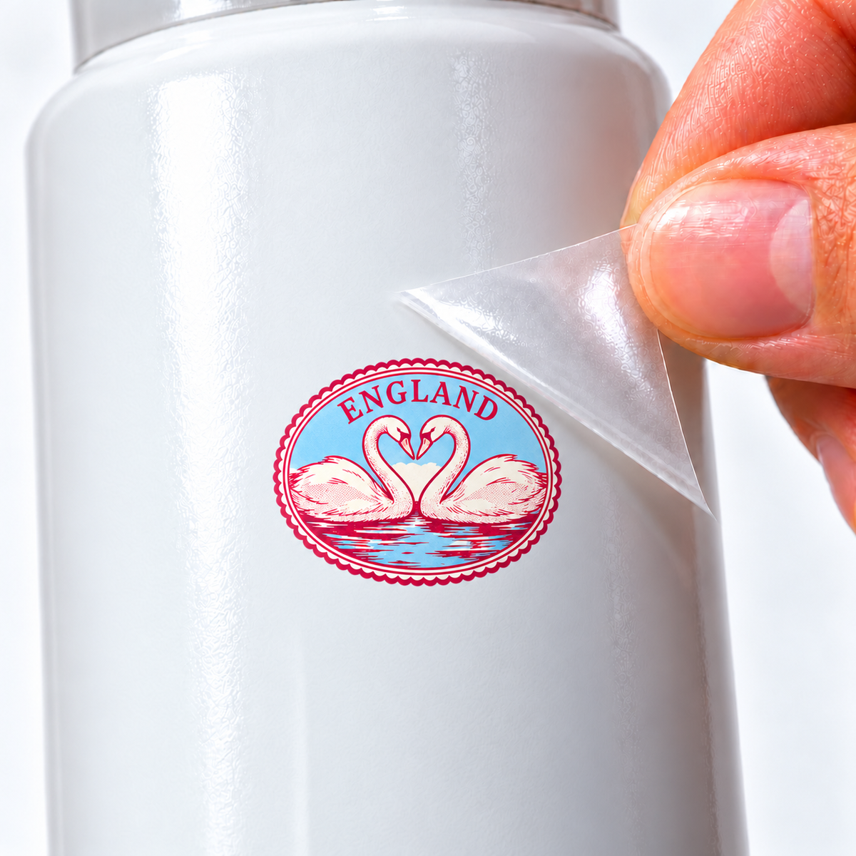 Selos de Viagem — England — sticker UV DTF individual com verniz — detalhe de aplicação