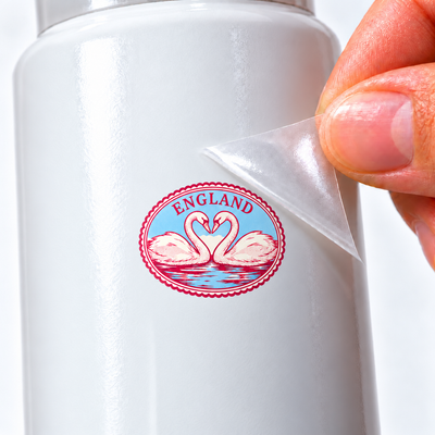 Selos de Viagem — England — sticker UV DTF individual com verniz — detalhe de aplicação