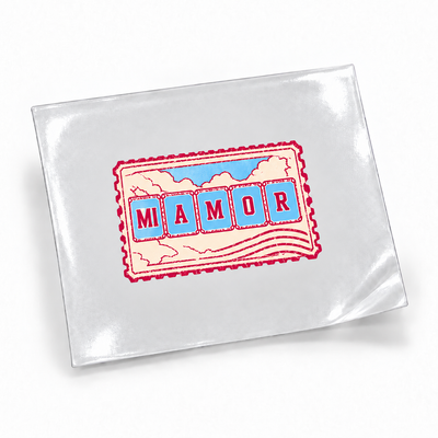 Selos de Viagem — Mi Amor — sticker UV DTF individual com verniz — apresentação