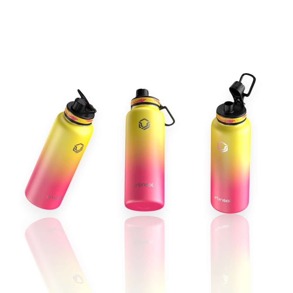 Garrafa Térmica Urbnsol 1,18L - Tradicional em cores vibrantes, ideal para manter bebidas quentes por 12h e frias por 24h.