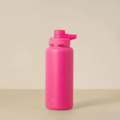 Garrafa Térmica PACCO Hydrav2 950ml rosa com isolamento a vácuo, estilo moderno, mantém bebidas frias por até 24h e quentes por 12h.
