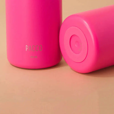 Garrafa Térmica PACCO Hydrav2 950ml em cor rosa, design moderno, ideal para manter bebidas frias até 24h e quentes até 12h.