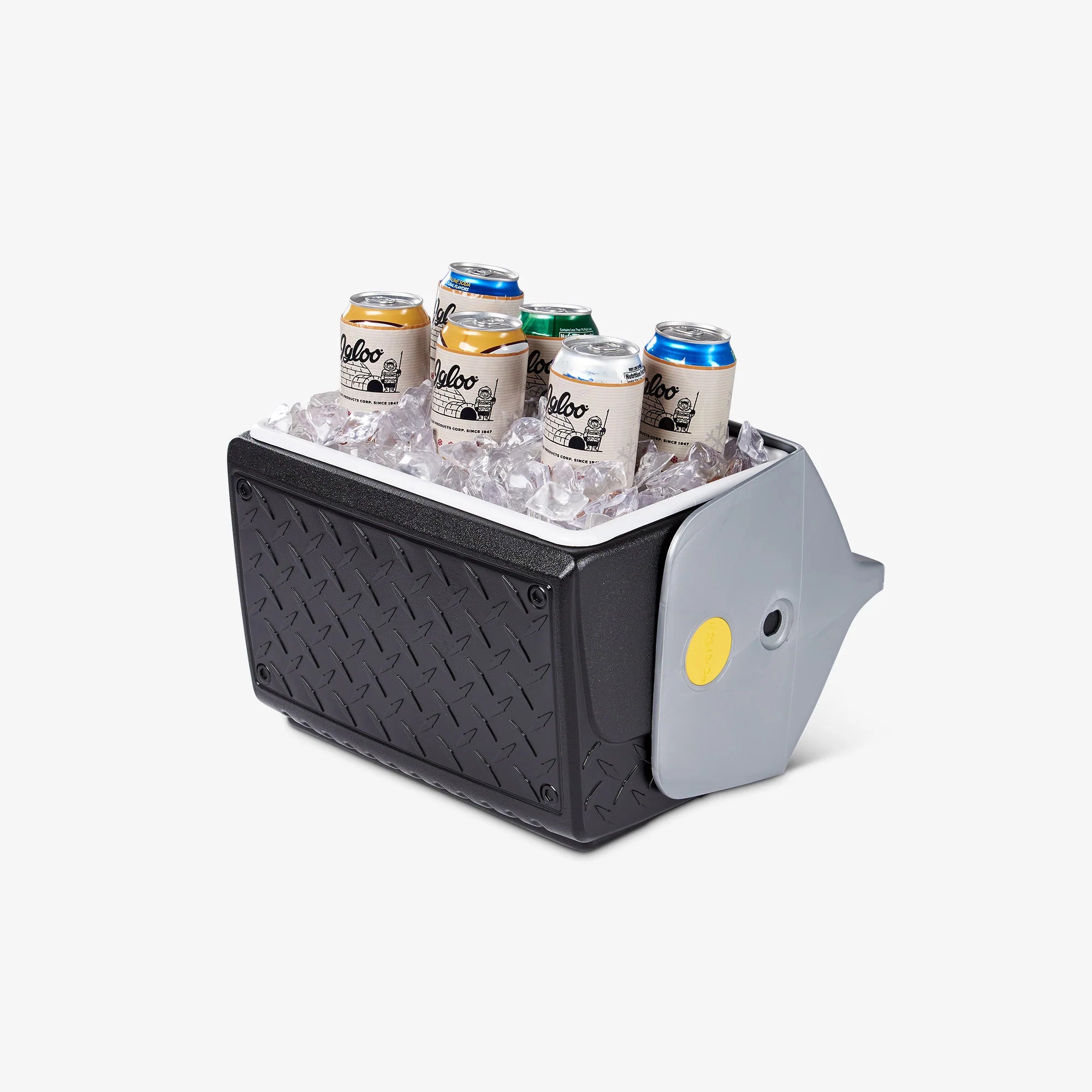 Igloo Playmate The Boss 14 Qt Cooler filled with ice and beverages, perfect for keeping drinks chilled on-the-go.
