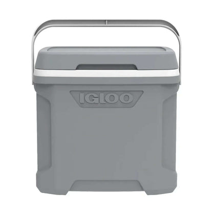 Caixa Térmica Profile 28L - Igloo cinza com alça, ideal para viagens curtas, praia e piqueniques. Isolamento Ultratherm para manter gelado.