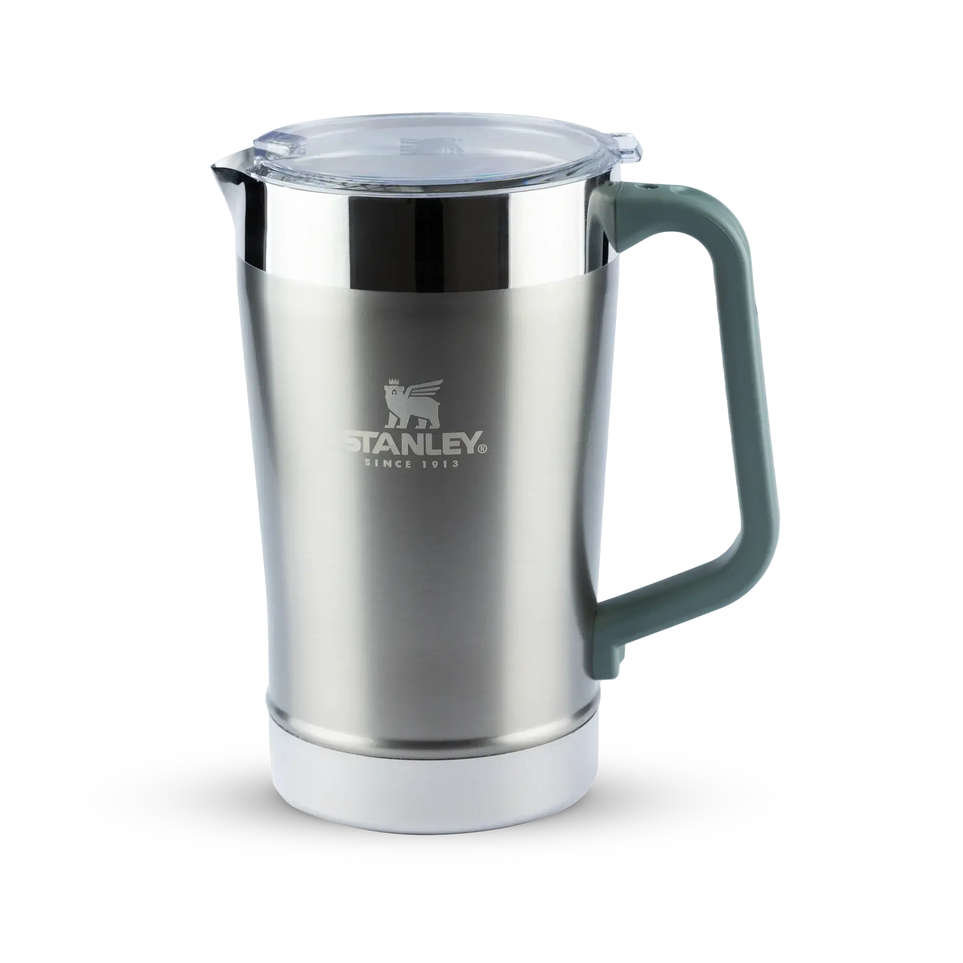 Jarra Térmica Pitcher Pitcher Stanley 1.9L em aço inox, ideal para manter bebidas geladas, com design elegante e alça robusta.