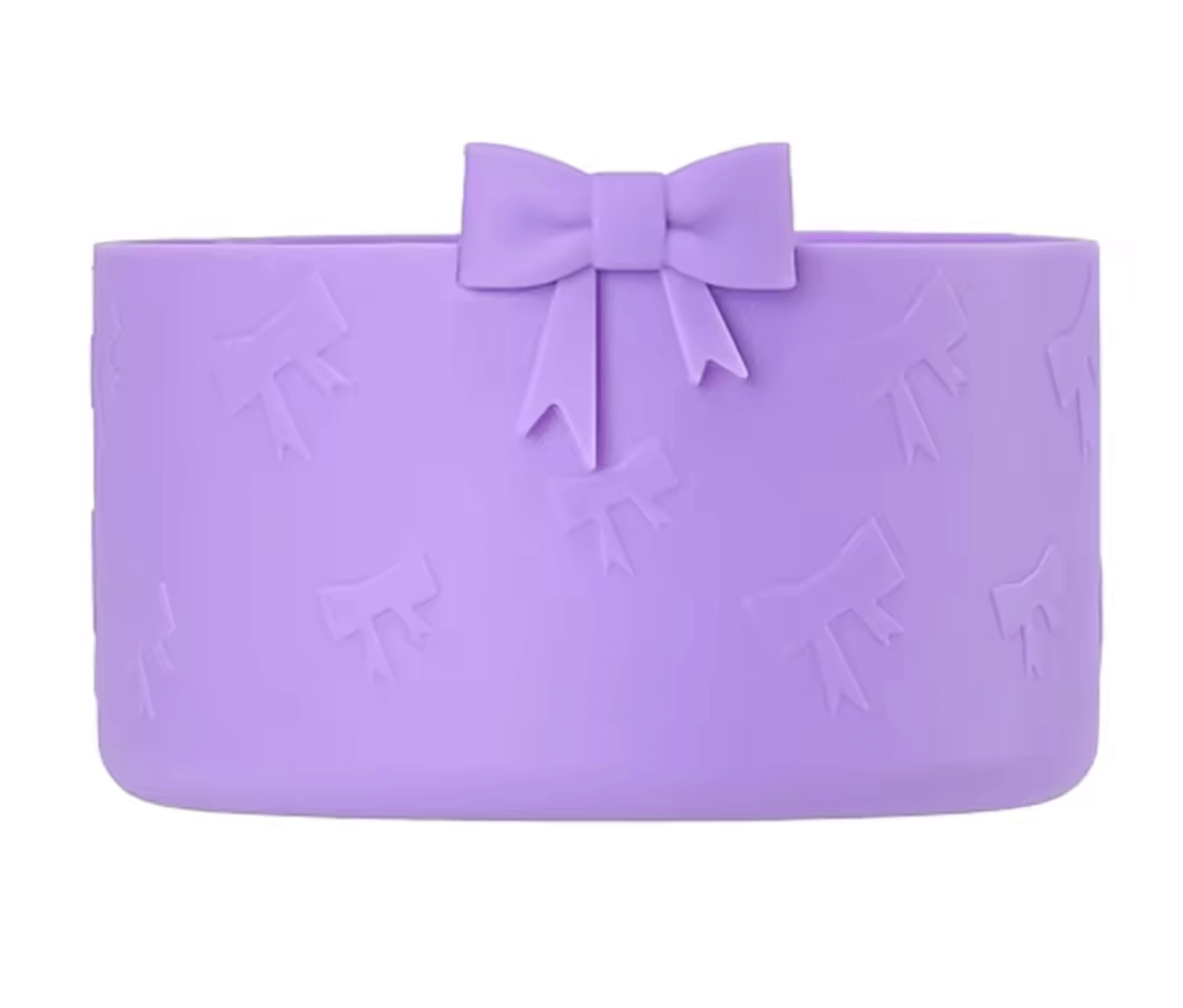 Protetor de Silicone - Laços roxo para proteção de garrafas térmicas, destacando resistência a amassados e design elegante.