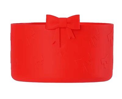 Protetor de Silicone - Laços vermelho para copo, proteção contra impacto e ruído, preserva a base e tecnologia térmica.