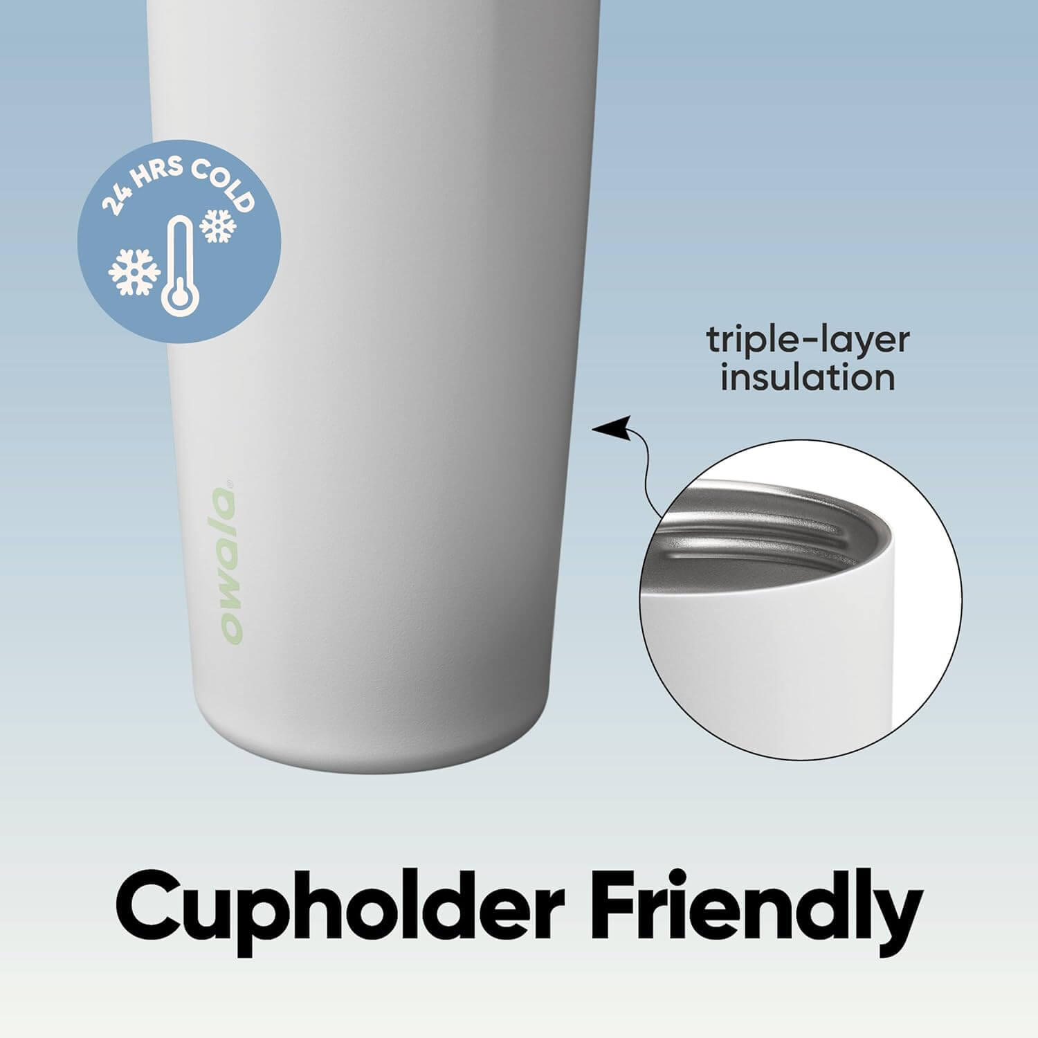 Garrafa Térmica Owala FreeSip Sway - 887ml com isolamento triplo, mantém a bebida gelada por 24 horas, design cupholder friendly.
