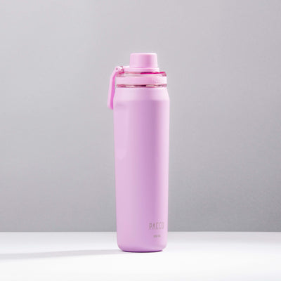 Garrafa Térmica PACCO Vyta 650ml em rosa com design elegante, ideal para manter bebidas quentes por 12h e frias por 24h.