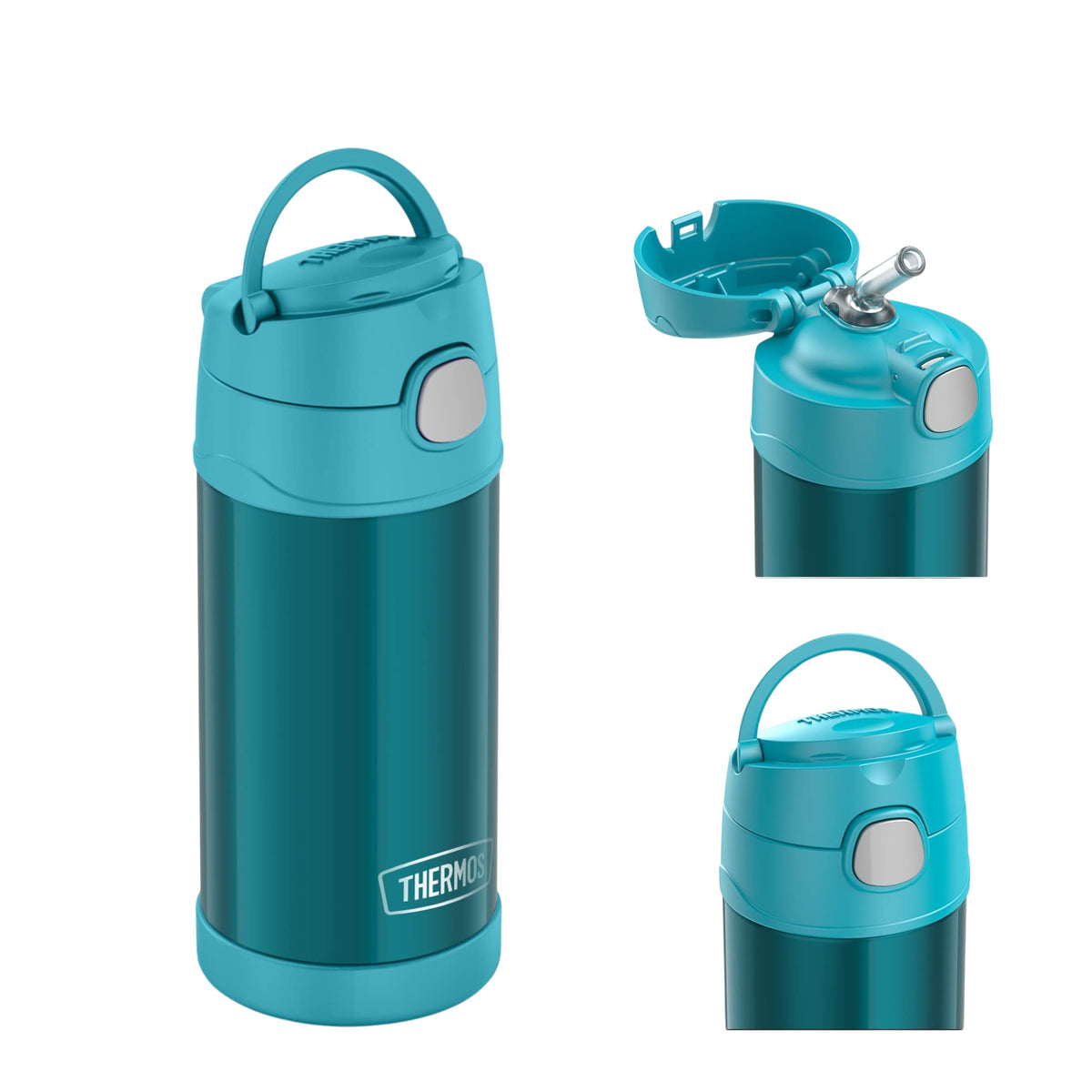 Garrafa Térmica Funtainer Thermos - 355ml, aço inox, isolamento a vácuo, canudo retrátil, mantém bebida gelada por até 12 horas.