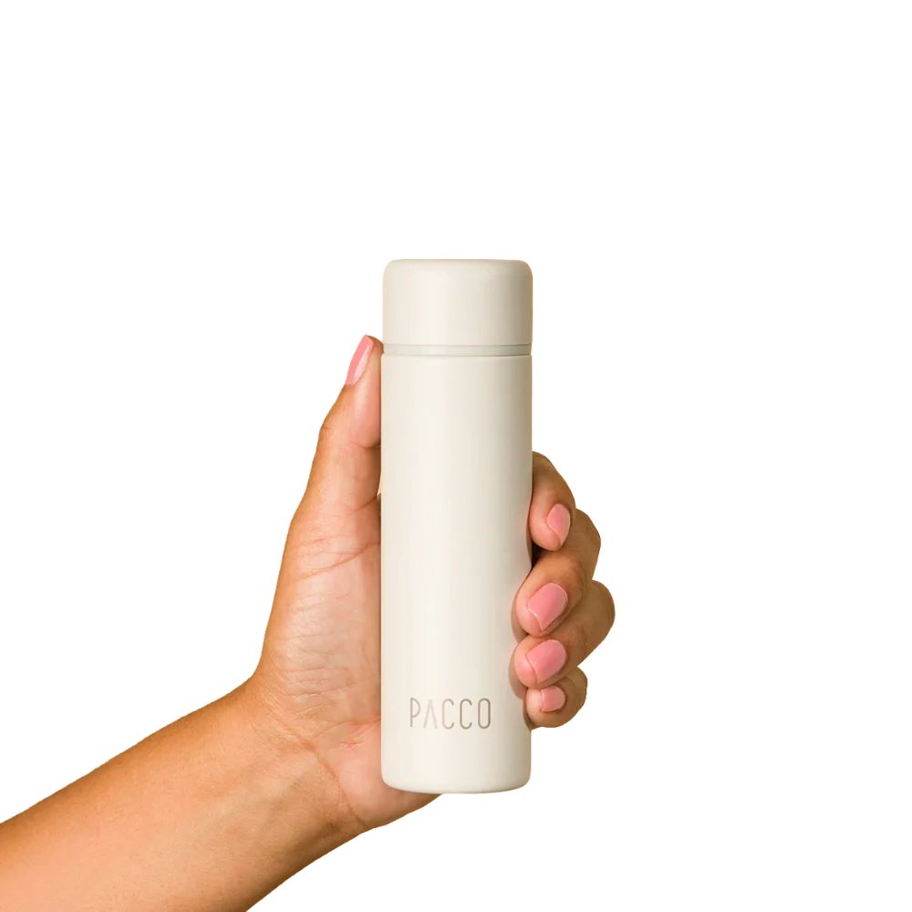 Mini garrafa térmica Pocket Bottle 150ml PACCO na cor creme