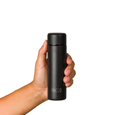 Mini garrafa térmica Pocket Bottle 150ml PACCO na cor preta