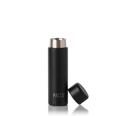 Mini garrafa térmica Pocket Bottle 150ml PACCO na cor preta